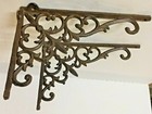 SET OF 2 FANCY FLEUR DE LIS WALL SHELF BRACKET Ornate Corbel Brace Bronze Finish — photo 7