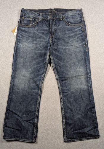 Silver Men Jeans 38x30 Gordie Loose Fit Classic Straight Leg Whiskering Faded