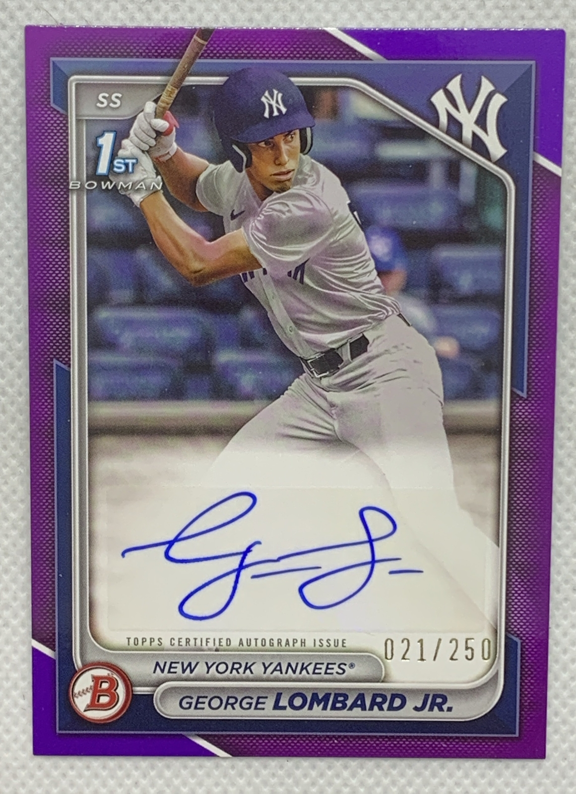 2024 BOWMAN PAPER 1ST BOWMAN PURPLE GEORGE LOMBARD JR. AUTO YANKEES 021/250