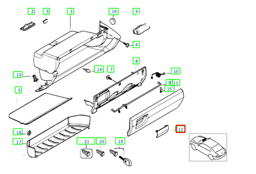 Neu BMW 3 Compact E36 Handschuhfachklappe 51168146466 8146466 - Bild 12 von 12