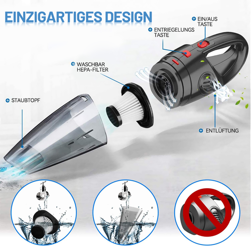 Akku Handstaubsauger Kabellos Staubsauger beutellos für Auto Büro 120W mit USB - Bild 15 von 19