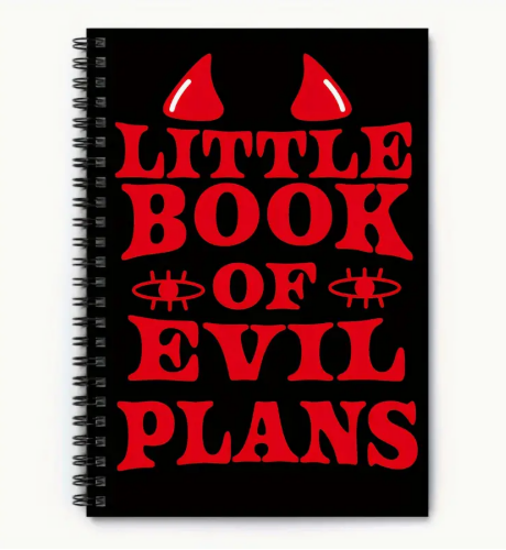 Little Book of Evil Plans Spiral Notebook – Funny Devil Horns Design – 8.26"x5.5 - Picture 4 of 4