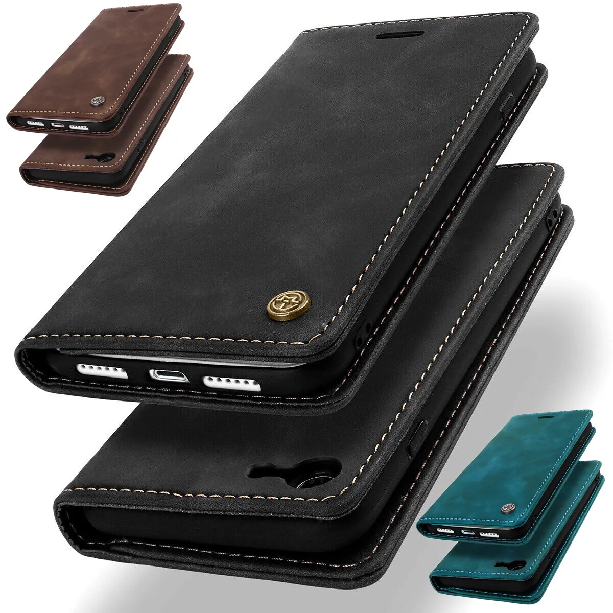 For Apple iPhone SE 3rd Gen 2022 Magnetic Flip Case Leather Wallet Card  Holder