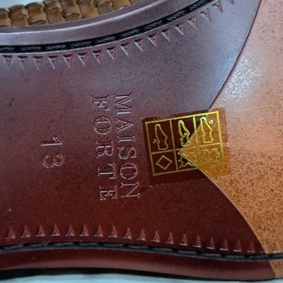 Maison Forte Cognac Leather Basket Weave Sides Dress Shoes 