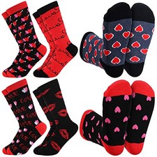 6 Pcs Valentine Socks for Men Heart Dress Socks for Men Woman