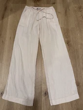 James Perse Standard Pale Pink Wide Leg Linen Blend Beachy Pants 0 XS Resort