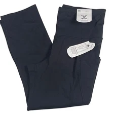 Xersion Womens MT High Rise Fitted Capri Athletic Workout Compression Black