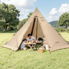 VEVOR Tipi Hot Tent with Stove Jack Waterproof Portable for 4-6 Persons Camping