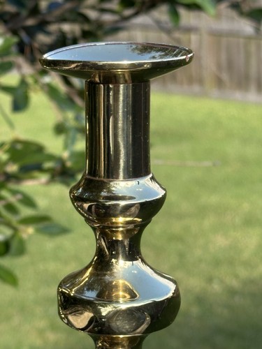 Vintage 12” Brass Candlesticks 2 Mismatched Different Designs 1 Made England - Picture 9 of 16