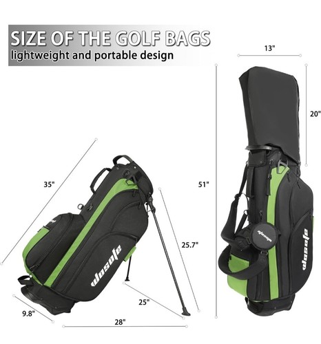 14 Way Top Dividers Golf Stand Bag w/Stand 6 Pockets, Dual Strap with Rain Cover - Picture 2 of 7