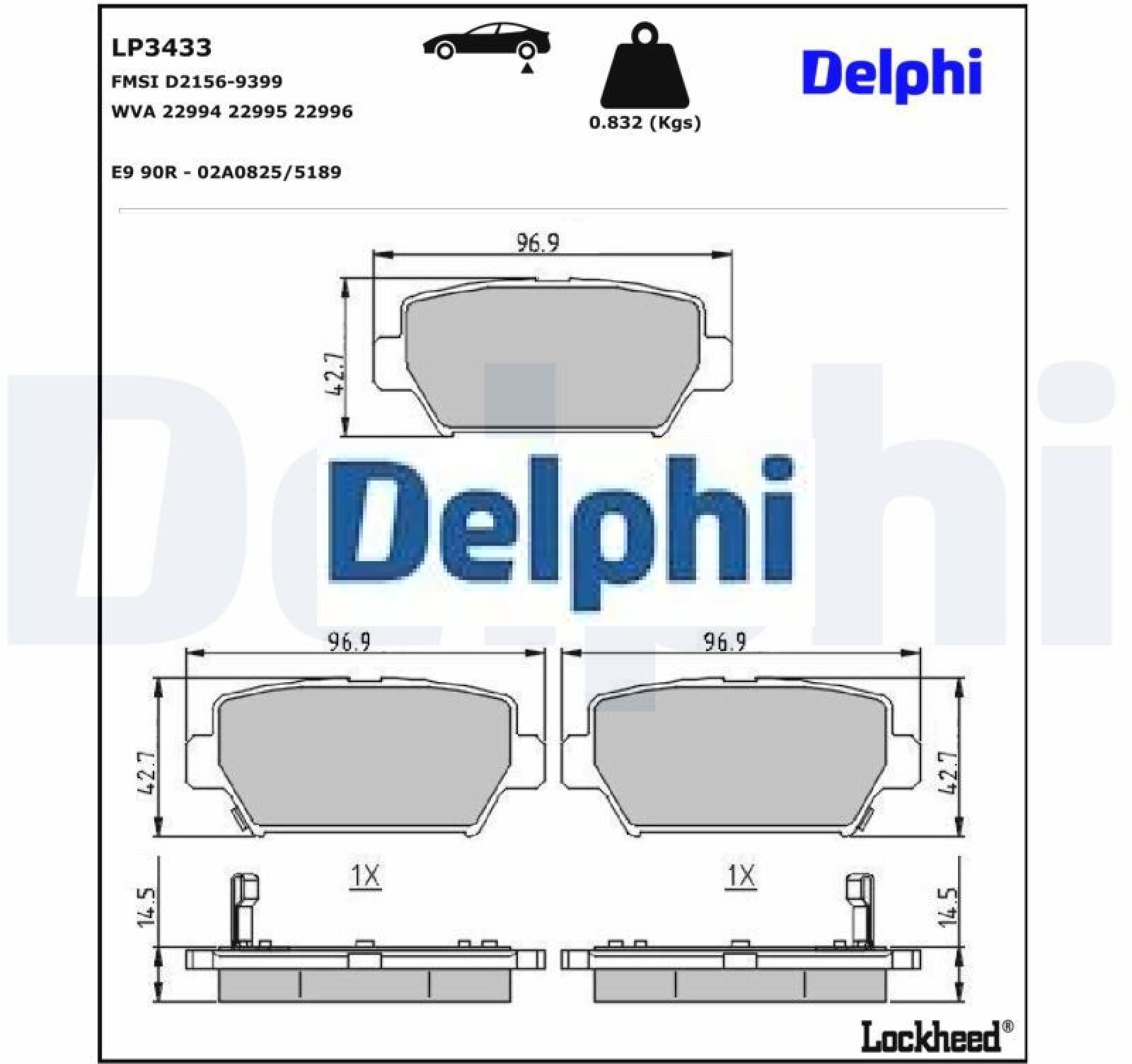 Bremsbelagsatz, Scheibenbremse LP3433 DELPHI für MITSUBISHI ECLIPSE CROSS - Bild 2