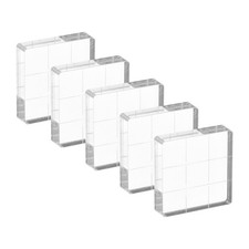 Acrylic Stamp Block, 5 Pack Square Shape with Grid Lines, 1.22" x 1.22"