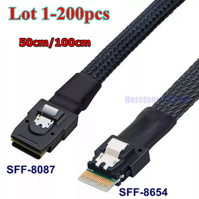 Lot Slim SAS 4.0 SFF-8654 4i 38pin to SAS SFF-8087 Target Hard Disk Raid Cable