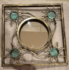 Square Framed Metal Accent Wall Mirror, Gold ...