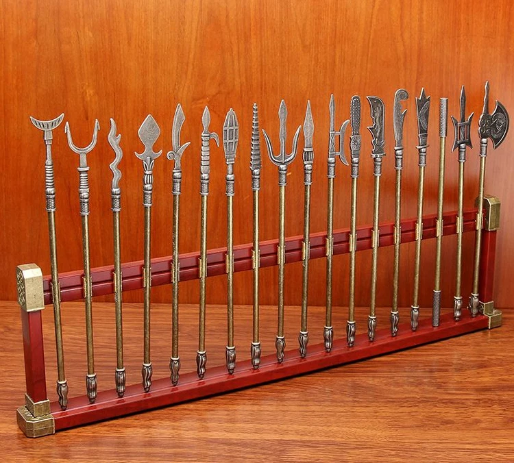 Conjunto de mini modelo de arma de artes marciales chinas de 18 piezas estante de exhibición de adornos de metal Foto 2 de 2
