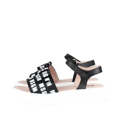 MSGM Damen Schuhe Sandalen Gr. 37 Schwarz / Weiß Leder Sommer Sandaletten