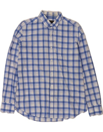 MASSIMO DUTTI Herren Hemd Large blau kariert Baumwolle BW16