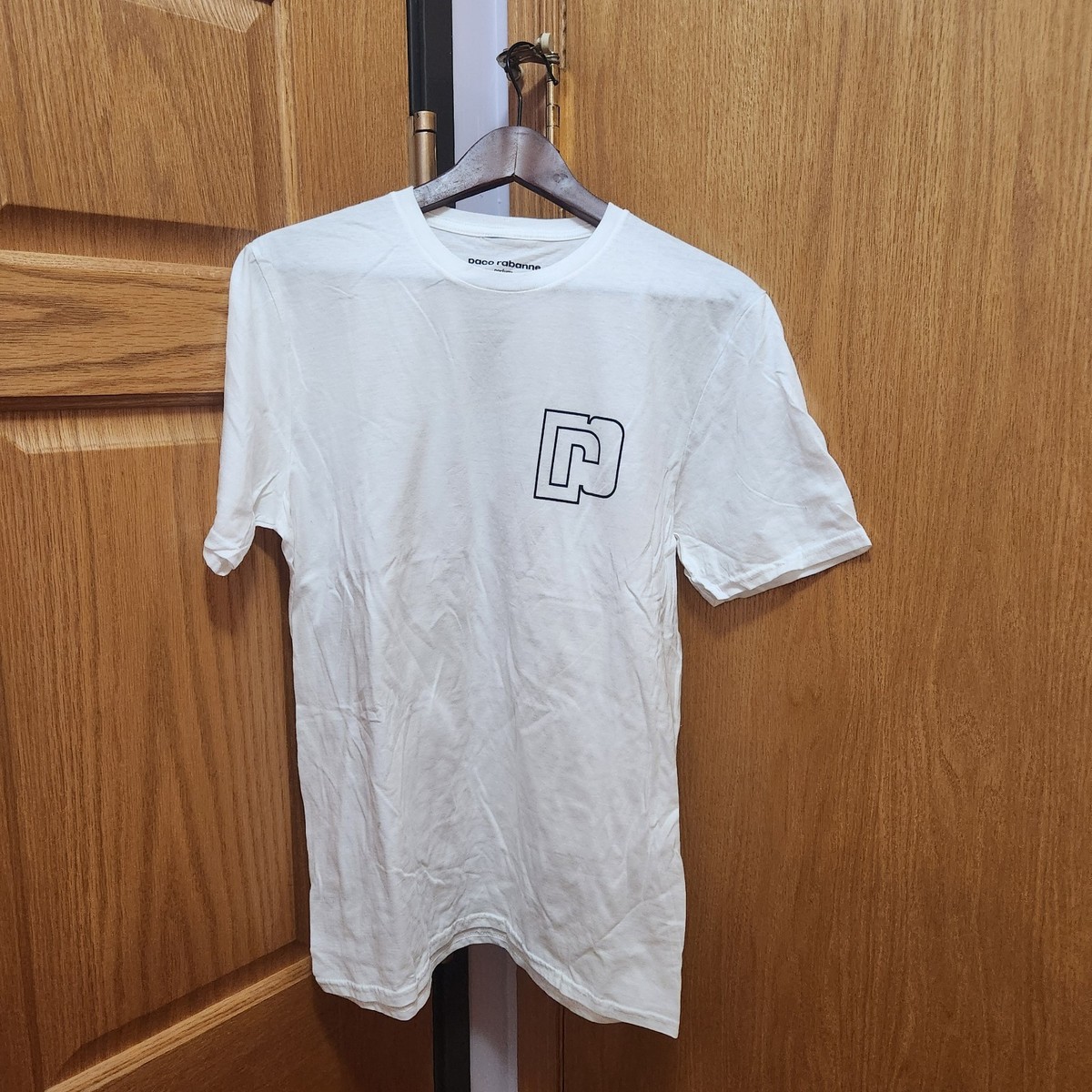 Paco Rabanne Shirt Mens Medium White Short Sleeve Tee Logo 