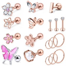 16G Cartilage Earrings - Tragus, Helix, Conch  Daith Studs - Surgical Stainless