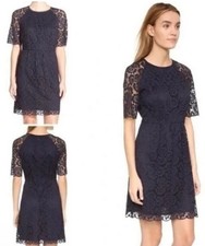 Madewell Magnolia Lace Dress Women's 12 Navy Blue Midi Dress