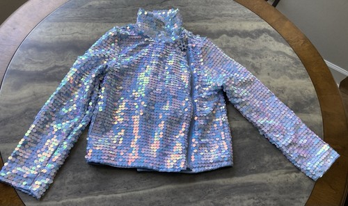 Disney Frozen 11 Elsa Iridescent Sequin Jacket Girls Size Medium 7/8 - Picture 4 of 13