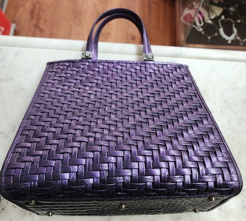 Ultra Rare Only One Anywhere 1990s Gianni Versace Purple Leather Woven Alligator