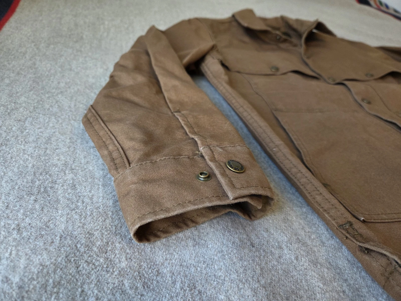 Filson Dry Tin Cloth Jac-Shirt | Small | Made in USA | Sepia | Discontinued image 9