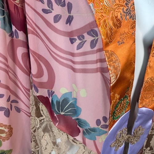 Spencer Alexis top kimono 2X colorful art to wear lace floral gauzy tan - Picture 6 of 13