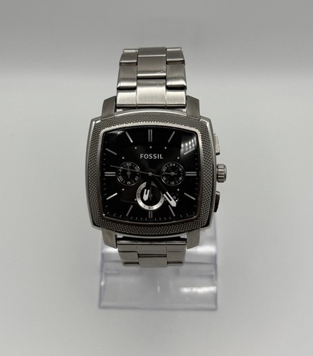 Fossil Machine FS-4717 Wrist Watch Men's Square Stainless Steel Analog Quartz