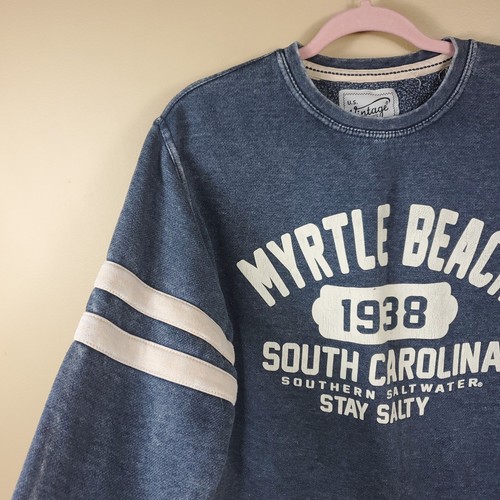 Myrtle Beach Distressed Varisty Logo Crewneck Sweatshirt Size M - Picture 4 of 11