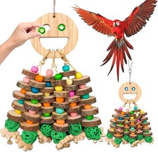 Large Parrot Toy, Halloween-Themed Colorful Wooden Bird Chew Toy
