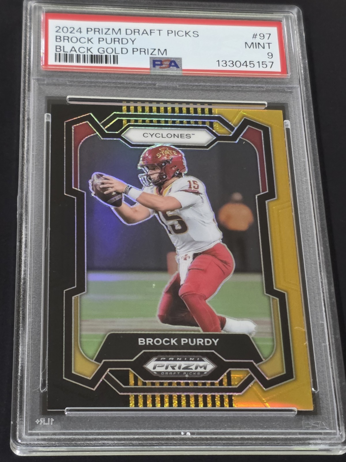 2024 Panini Prizm Draft Picks Brock Purdy Black Gold Prizm /5 PSA 9