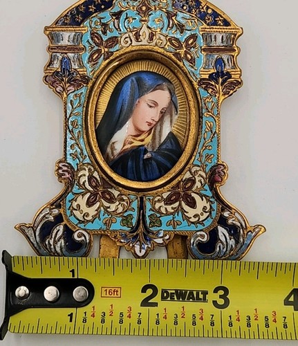 Antico Cloisonné smaltato francese Champleve Holy Benitez XIX secolo - Foto 7 di 24