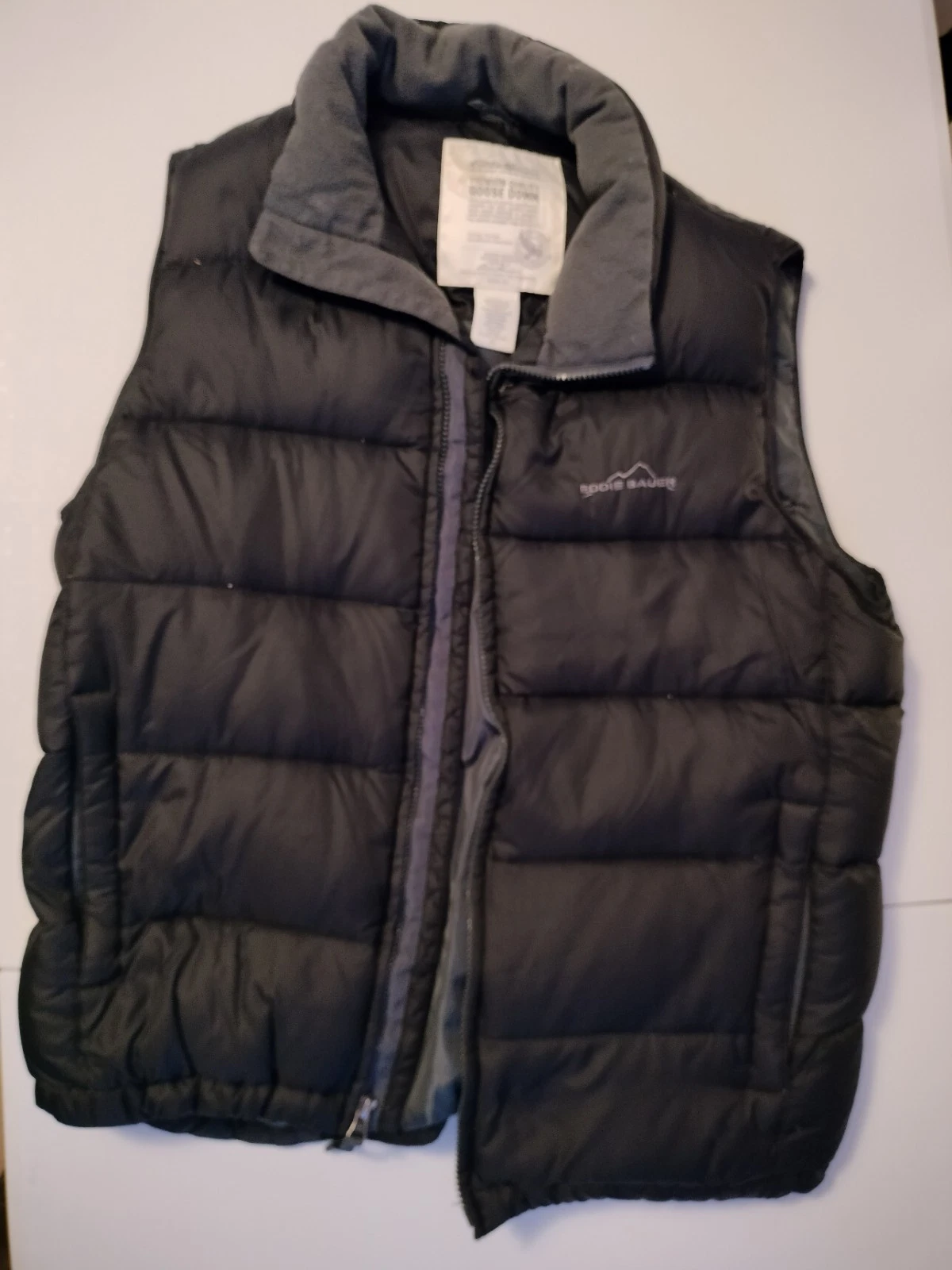 Eddie Bauer Mens Premium Quality Goose Down Puffer Vest Black Medium