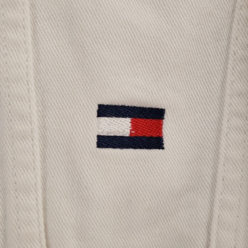 VINTAGE Tommy Hilfiger Jacket Mens L Large White Big Flag Denim Trucker 90s by Tommy Hilfiger, Size L, $143.99 - Photo 3