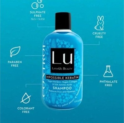 Lu LatinUs Beauty Impossible Keratin Shampoo Vegan Keratin Collagen 12 fl oz
