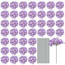 30 Set Silk Hydrangea Flowers Light Purple Artificial Flowers for Wedding