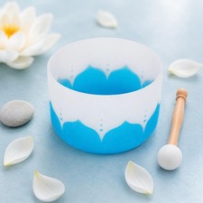 Frosted Quartz Singing Bowl Sky Blue and White Quartz Crystal Singing Bowl