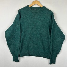 Eddie Bauer Vintage Green Wool Blend Fisherman Sweater Made in USA Men's Size S