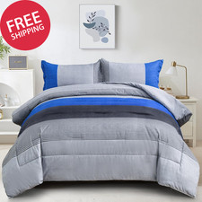 Blue Comforter Set King Reversible Grey Blue down Alternative Comforter for King