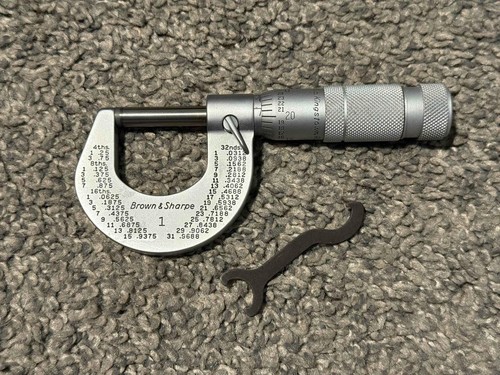 Brown & Sharpe Outside Micrometer 0-1" Range .0001" Graduation, USA w/ Case FS - Picture 2 of 8