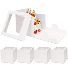 Moretoes 5 Pack Cake Boxes 8 Inch, Bakery Containers with Large Window, 8 Inc...