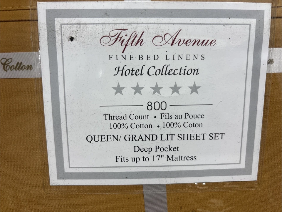 JUEGO SÁBANAS REINA QUINTA AVE.Colección 800 Hilos 100% Algodón DORADO 17 pulgadas Foto 2 de 3