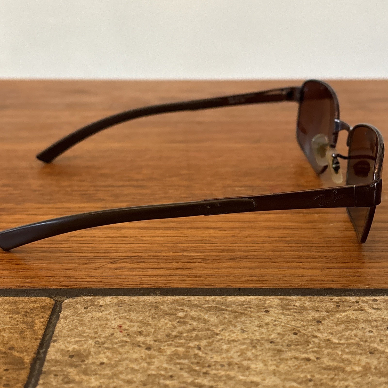 Ray Ban RB3413 (59mm) Metal Rectangle Sunglasses Brown Mirror Made in Italy image 5
