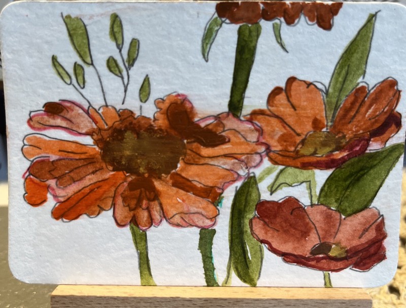 ACEO Watercolor Spring Flowers Original Painting