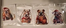 Bulldog Christmas Ornament - Acrylic English Bulldog Ornament Lot Of 4 New