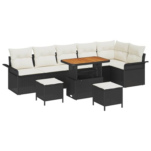 vidaXL Set Divano da Giardino 9 pcs Nero polyrattan - Foto 2 di 10