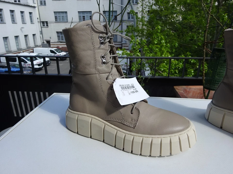 MJUS P67204 Damen Plateau Schuhe Stiefel Leder Beige Italy Gr.37 Neu - Bild 1 von 4
