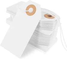 100Pcs White Price Tags with String Large Paper Tags for Labeling Gift Clothing