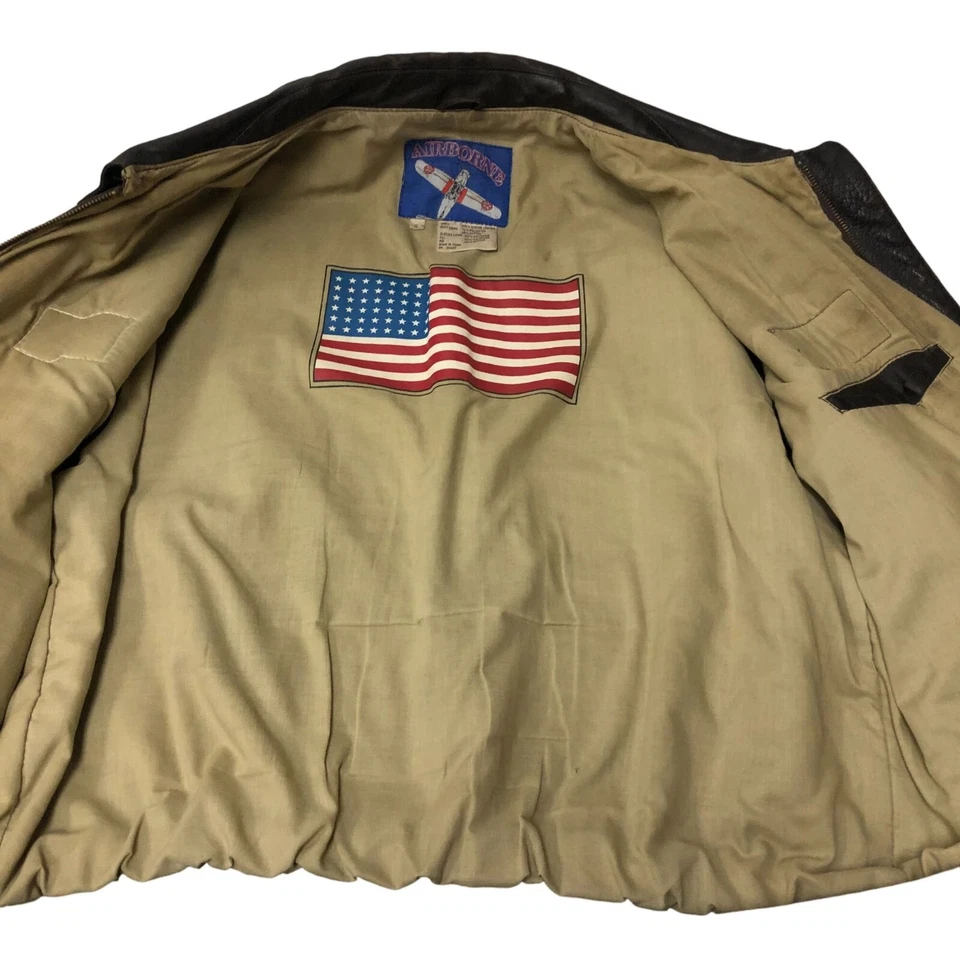 Винтажный 80-х воздушно-десантных коричневый ВВС США A2 полета куртка козлиная кожа кожаное пальто - Изображение 3 из 4